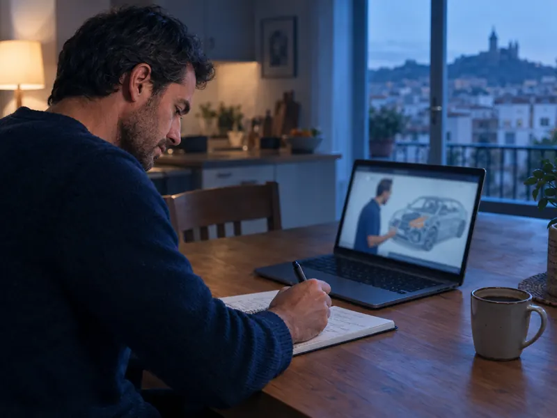 Alumno estudiando el curso online desde casa con su portátil